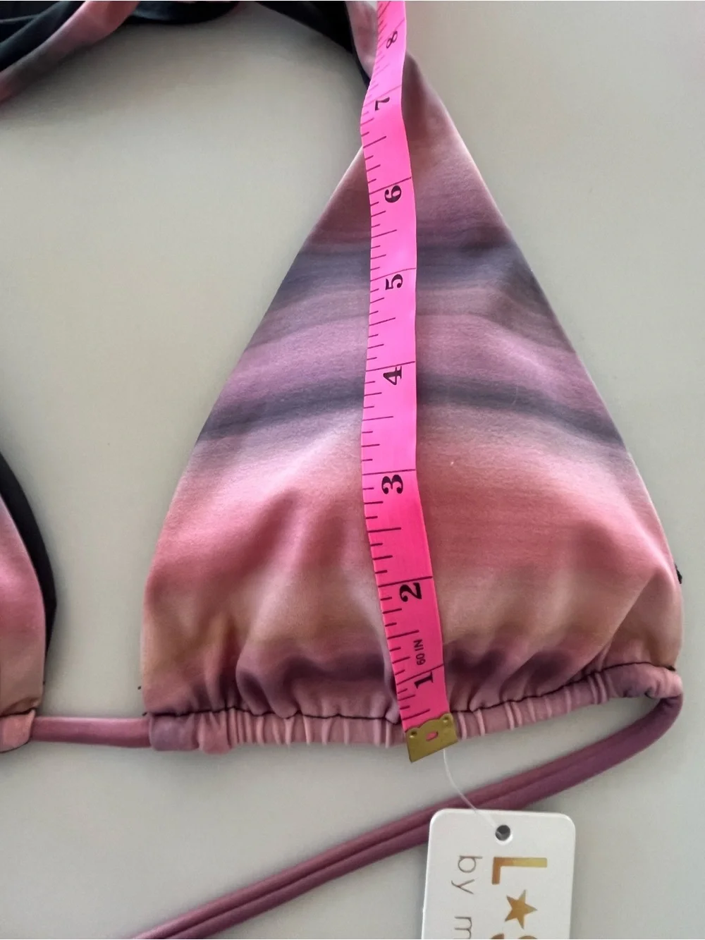 L*Space by Monica Wise Reversible Halter Bikini Top Pink Ombré / Dark Grey Sz S